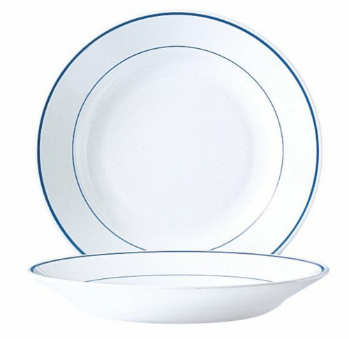 Assiette creuse rond blanc verre opal Ø 22,5 cm Restaurant Filet Bleu Arcoroc