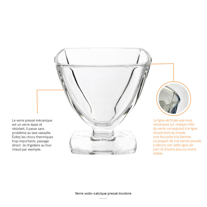 Coupe à dessert rond transparent verre pressé Ø 8 cm Carat La Rochere