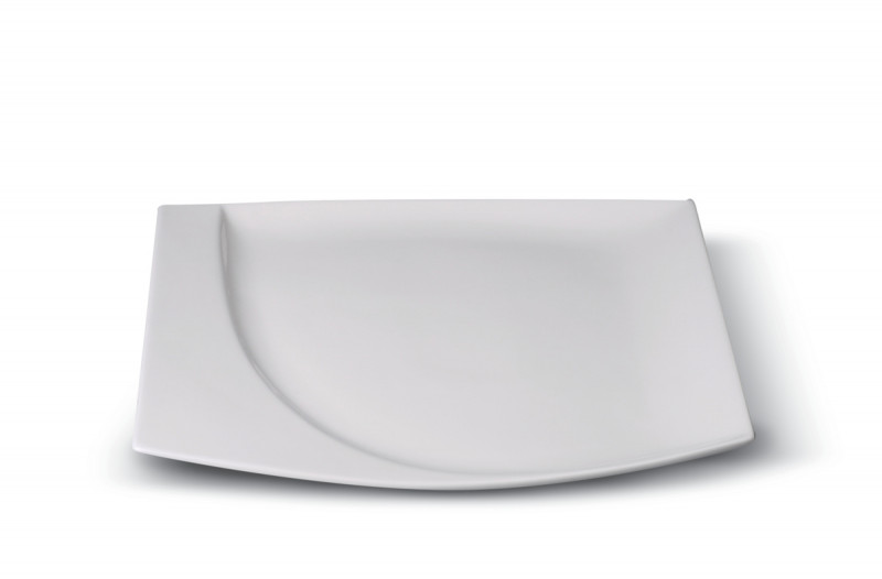 Assiette plate carré ivoire porcelaine vitrifiée 20x18 cm Mazza Rak