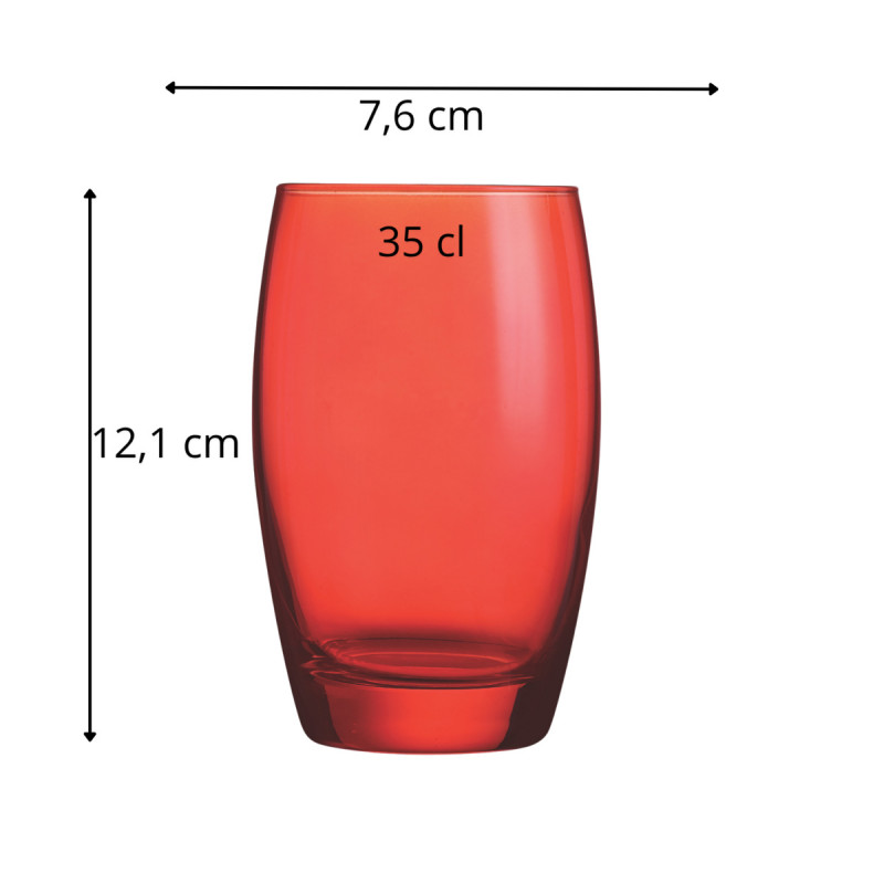 Gobelet forme haute rouge verre 35 cl Salto Arcoroc