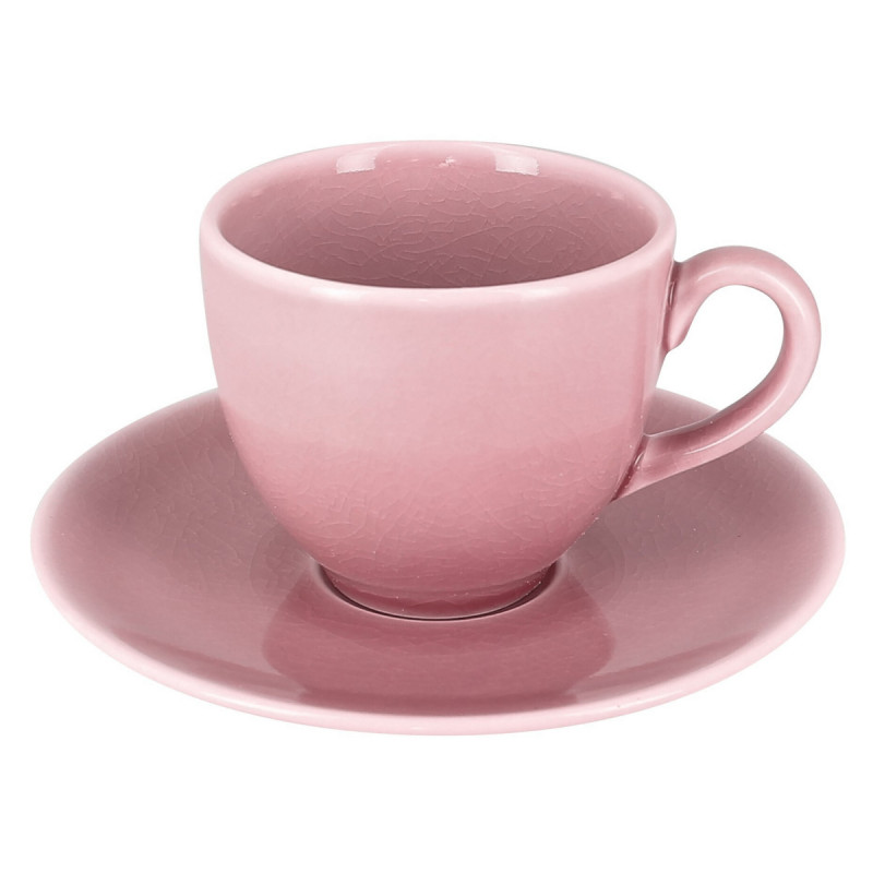 Sous-tasse à thé rond rose porcelaine vitrifiée Ø 15 cm Vintage Rak