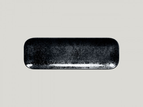 Assiette coupe plate rectangulaire noir porcelaine vitrifiée 33,2x10,8 cm Karbon Rak