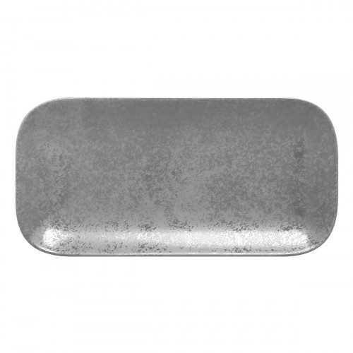 Assiette plate rectangulaire gris porcelaine vitrifiée 22x11 cm Shale Rak