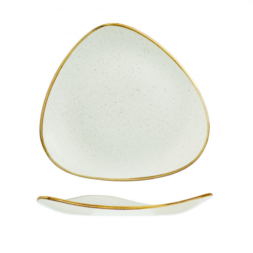 Assiette plate triangulaire barley white porcelaine vitrifiée 26,5x26,5 cm Stonecast Churchill