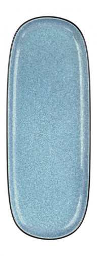 Assiette coupe plate rectangulaire bleu porcelaine vitrifiée 30x12 cm Ikon Astera