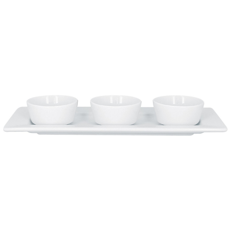 Assiette plate rectangulaire blanc porcelaine vitrifiée 29,4x12 cm Access Rak
