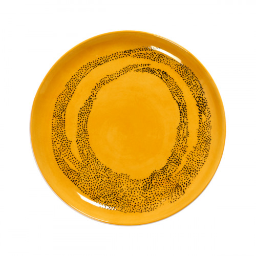 Assiette plate rond sunny yellow - points noirs grès émaillé Ø 22,5 cm Feast By Ottolenghi Serax