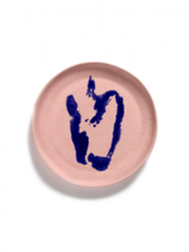 Plat de présentation rond delicious pink poivron bleu grès émaillé Ø 35 cm Feast By Ottolenghi Serax