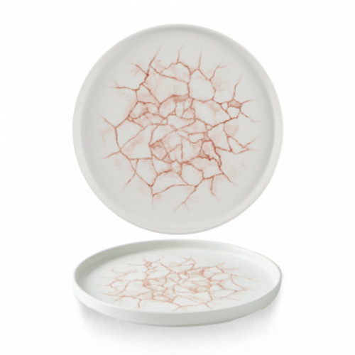 Assiette à bord droit rond Corail porcelaine vitrifiée Ø 26 cm Kintsugi Churchill