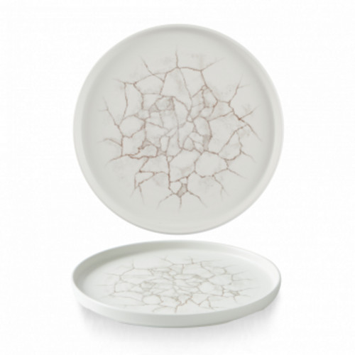 Assiette à bord droit rond pearl grey porcelaine vitrifiée Ø 26 cm Kintsugi Churchill