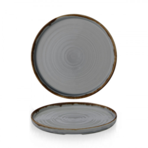 Assiette à bord droit rond gris porcelaine vitrifiée 26 cm Harvest Dudson