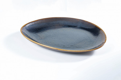 Assiette coupe plate triangulaire Or porcelaine 29,4x25,6 cm Tama Astera