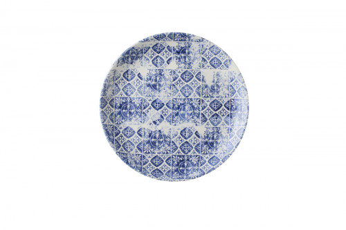 Assiette coupe plate rond bleu porcelaine vitrifiée Ø 16,5 cm Porto Dudson