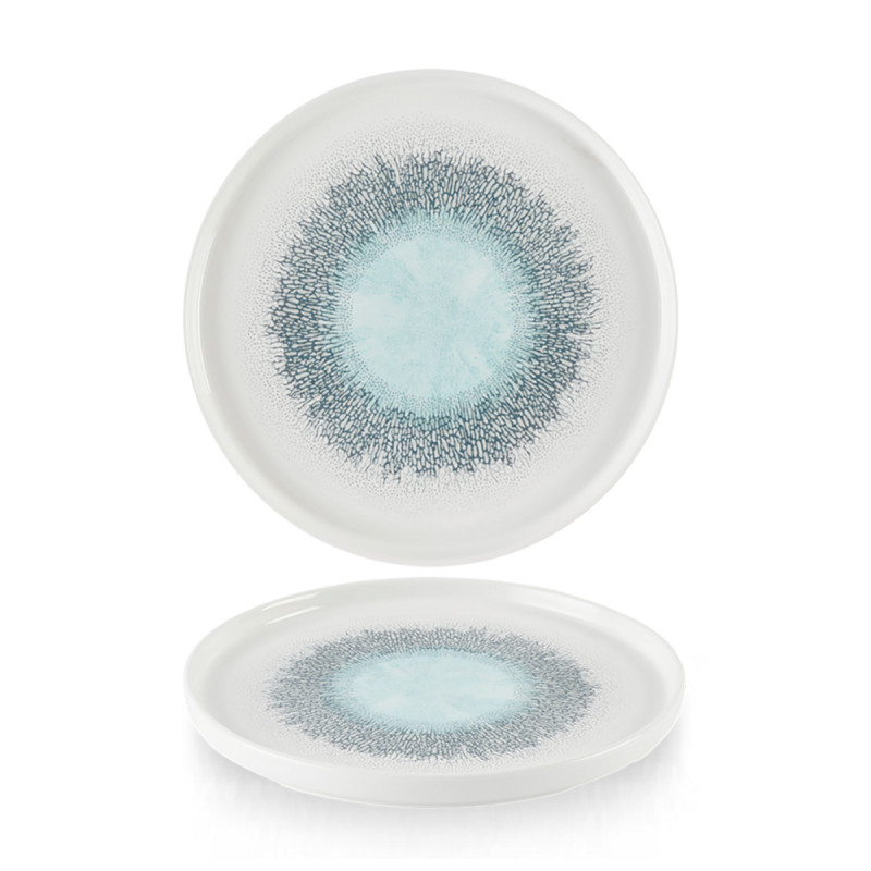 Assiette à bord droit rond bleu porcelaine Ø 21 cm Fusion Churchill