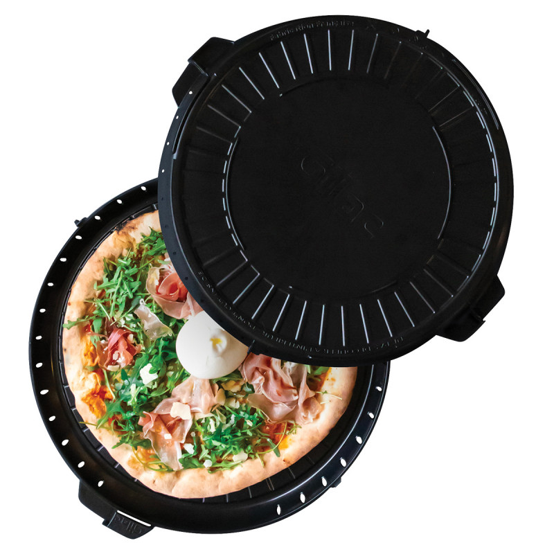 Boîte à pizza réutilisable noir plastique Ø 36 cm 5 cm Gilac