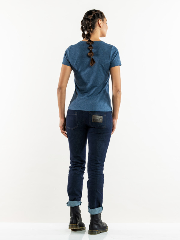 Tee shirt manche courte recyclé bleu S Tierra Blue Melee Chaud Devant