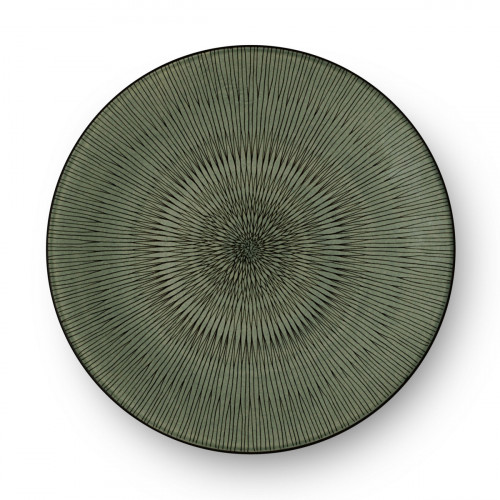 Assiette coupe plate rond vert grès émaillé Ø 27 cm Hypnose Medard De Noblat