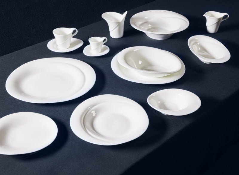 Assiette coupe plate rond blanc porcelaine bone china 28,8x27,1 cm Pose Rak
