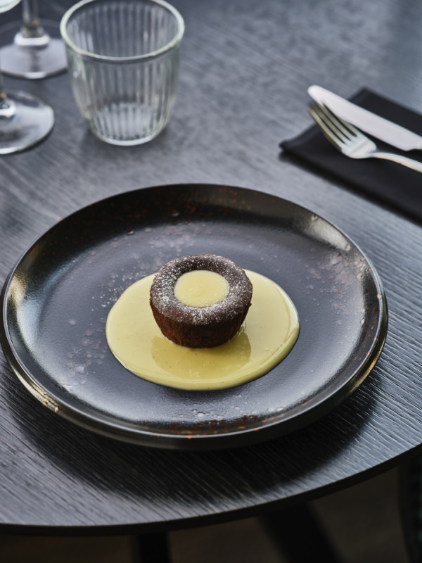 Assiette plate rond noir porcelaine Ø 25 cm Etna Proof