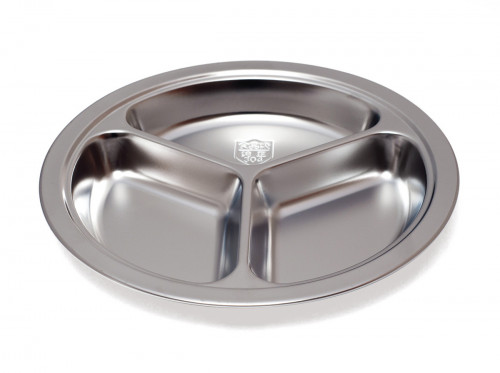 Assiette à 3 compartiments rond argent inox Ø 20 cm Inox Plastorex