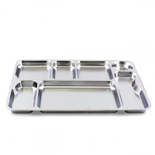 Plateau à compartiments inox argent 46x36 cm Inox Plastorex